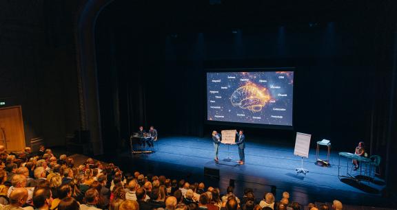 Makelaars die kijken naar de illusionist
