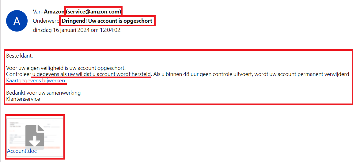 5 rode vlaggen Phishingmail