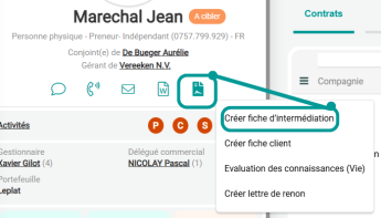 Création de la fiche d'intermédiation