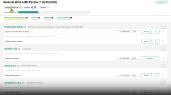 Ecran du workflow décès
